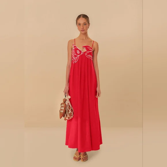 Farm Rio Red Fish Top Maxi Dress - Picture 2 of 9